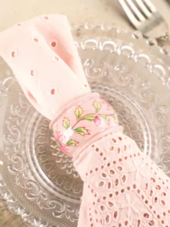 Sweet Pea Napkin Ring Set of 4 - Pink