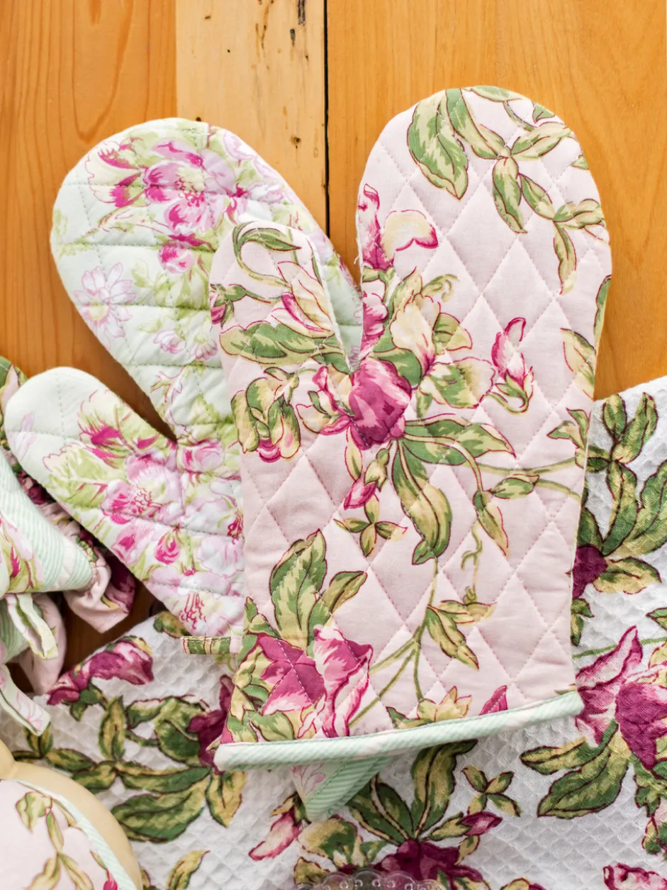 Sweet Pea Patchwork Oven Mitt Set of 2 - Rose