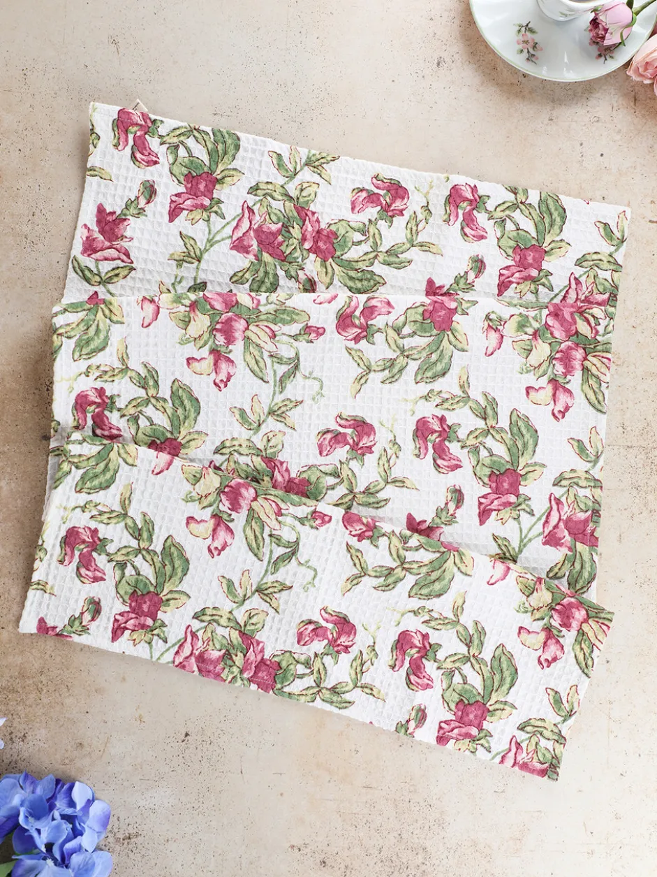 Sweet Pea Tea Towel Set of 2 - Ivory