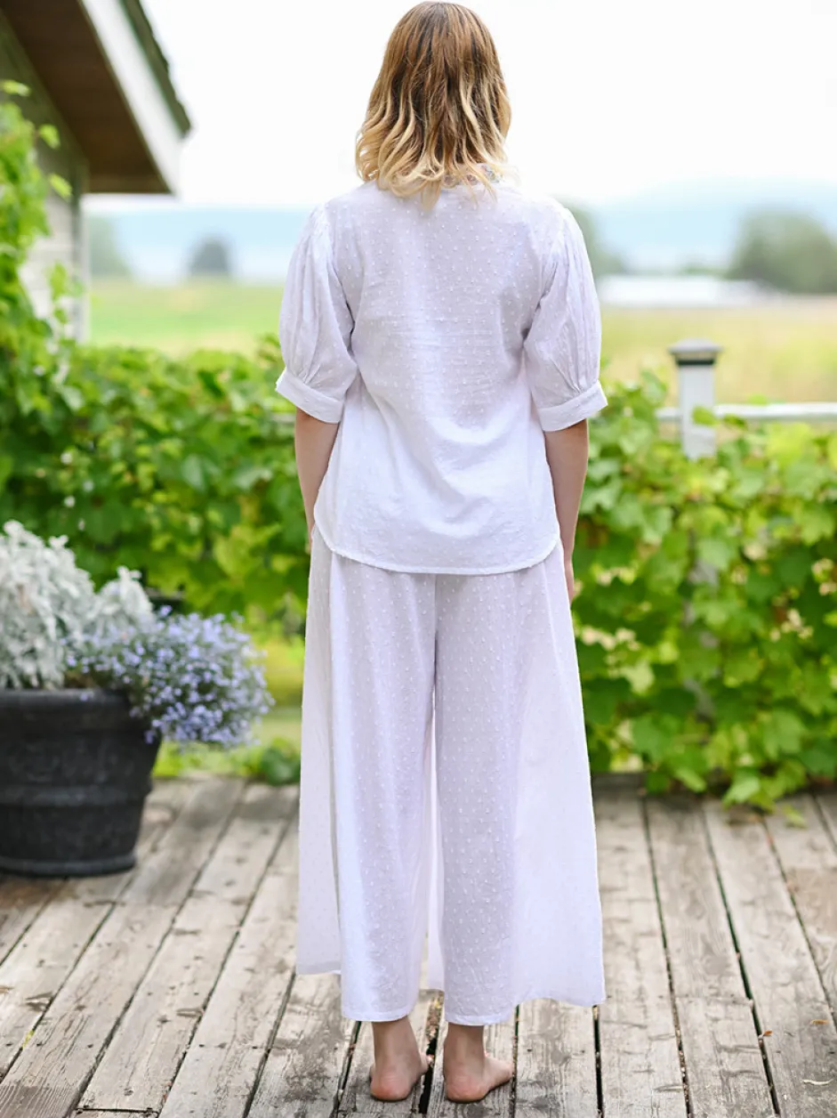Swiss Dot Pajama Set - White