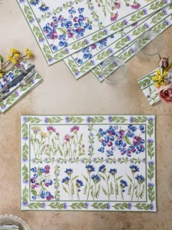 Thistle Placemat Set of 4 - White Blue
