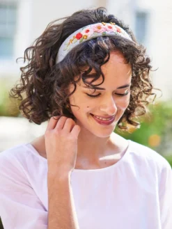 Timeless Embroidered Headband - Smoke Blue