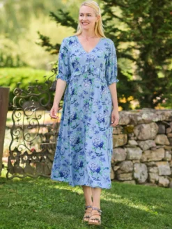 Valley of Flowers Dress - Sky Blue