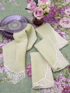 Versailles Linen Napkin Set of 4 - Sage