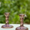 Vintage Candlestick Holder Set of 2 - Amethyst