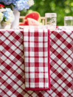 Watermelon Plaid Napkin Set of 4 - Red Natural