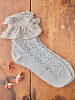 Whimsy Lace Ankle Sock - Gray