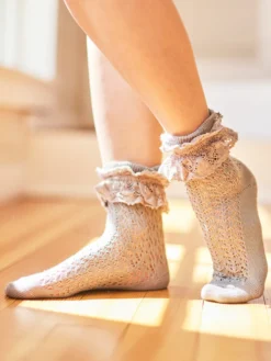 Whimsy Lace Ankle Sock - Gray