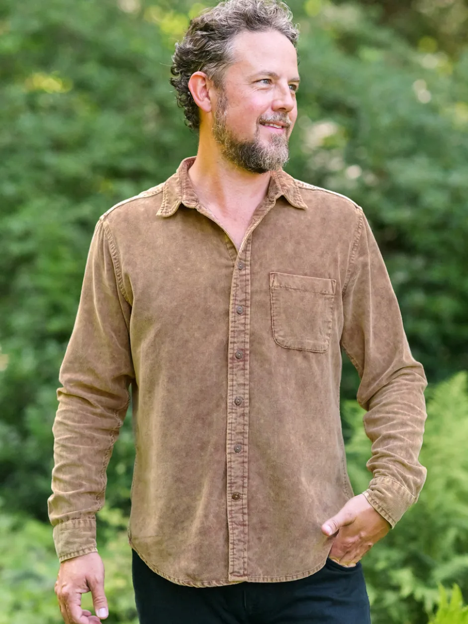 Woodlands Washed Corduroy Shirt - Brown